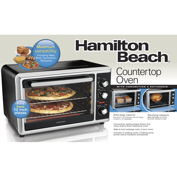 Countertop oven with convection and clearance rotisserie